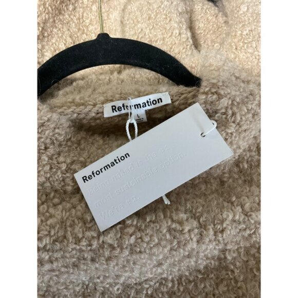 REFORMATION New Alpaca Linen Blend Ambrose Boucle Sweater in Ginger size Large - Picture 7 of 16